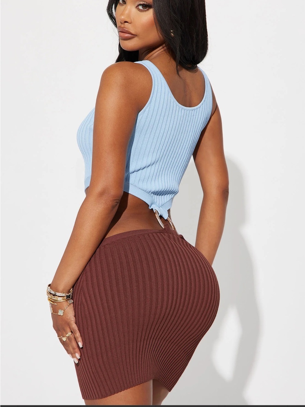 Fashion Nova Colorblock Cutout Mini Dress in Blue Brown | SMALL - NWT - Picture 2 of 4